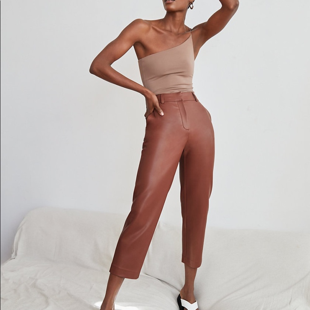 Babaton Brown Ankle Cropped Pants